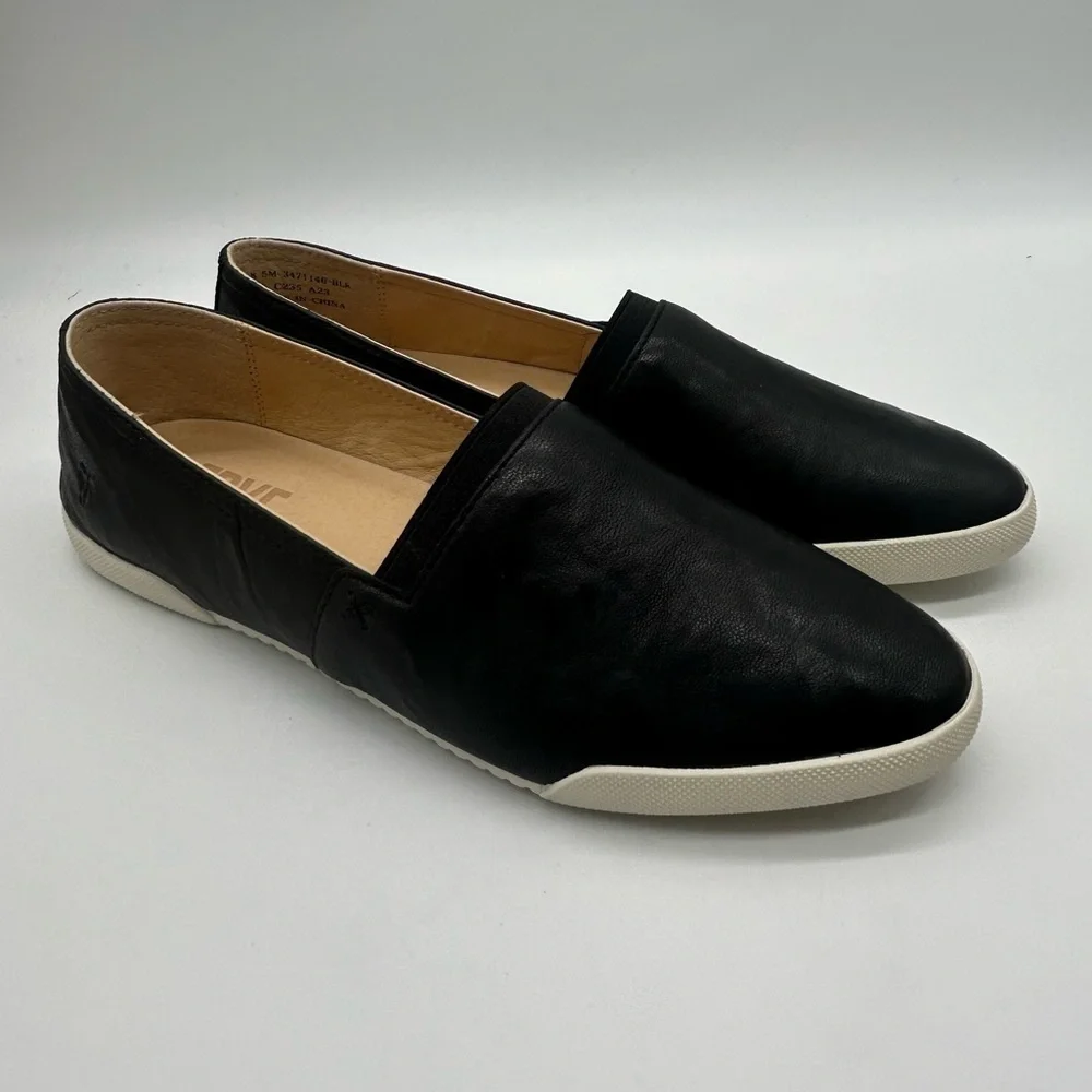 Frye Black Leather Slip-On Flats Size 8.5 | Classic Everyday Comfort Shoes NWB